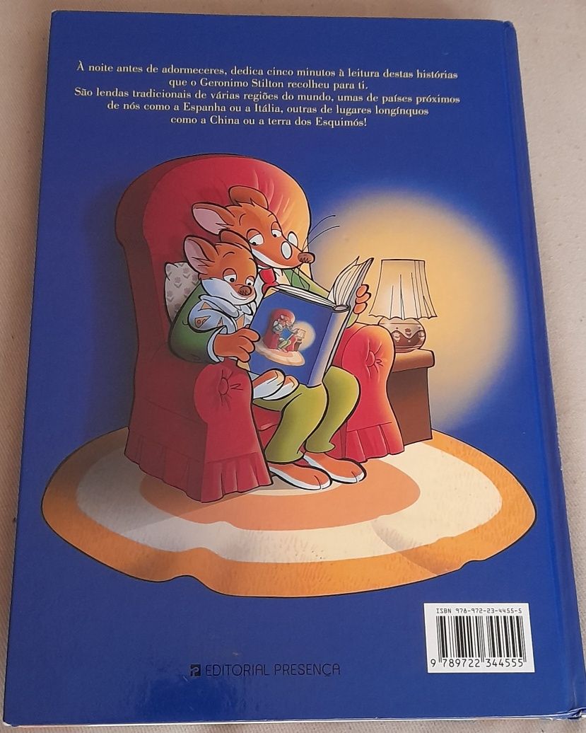 Livro do geronimo Stilton "Cinco minutos antes de adormecer"