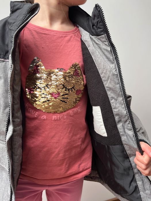 Kurtka na jesień zimę dla chłopca H&M 116-122 cm ciepła Szaro-czarna