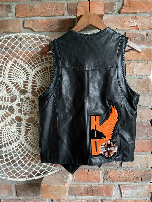 Skórzany bezrękawnik kamizelka Harley Davidson moto Cowboy Club rozm S
