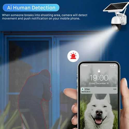 Беспроводная камера видеонаблюдения уличная c солнечн панель WIFI + 4G
