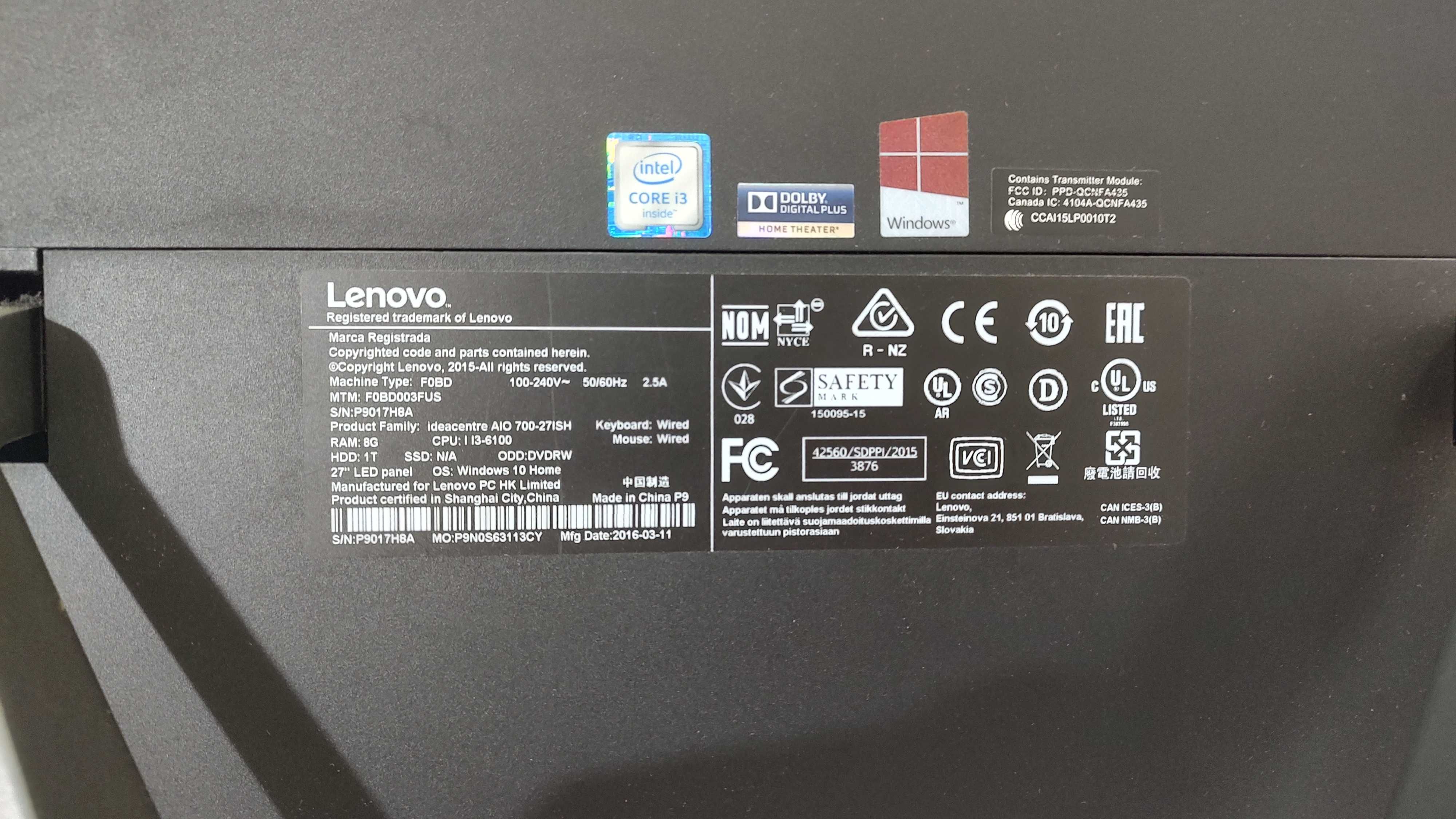 Lenovo Ideacenter AIO-700 27 ISH (27 дюим)