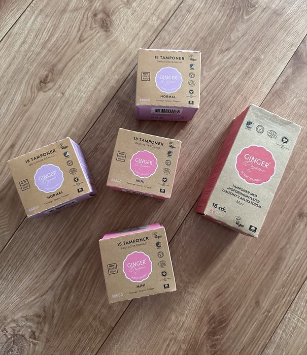 Ginger Organic tampony organiczne 5 paczek opakowan