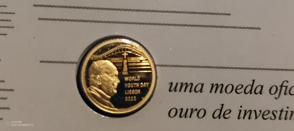 Moeda comemorativa JMJ Lisboa '23 - ouro