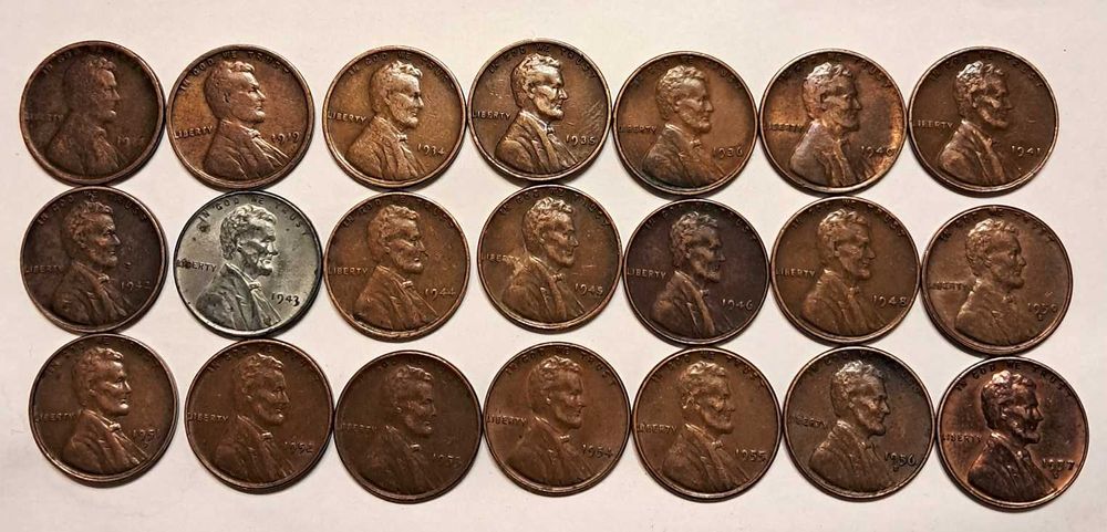 США 1 цент 21 монета 1918-57 рік. Wheat Penny, Лінкольн.