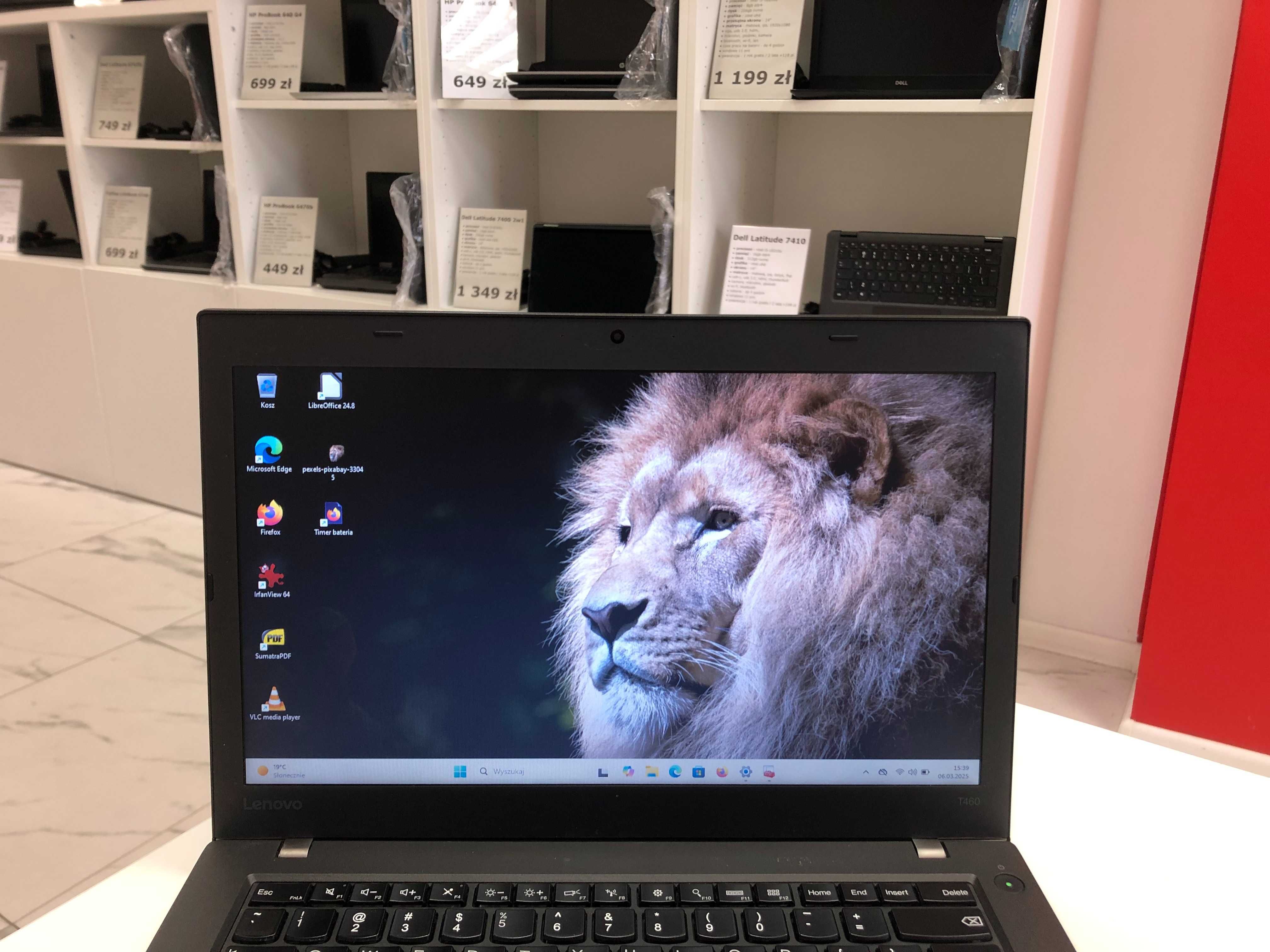 Solidny, biznesowy Lenovo ThinkPad T460 14" i5 8GB HDMI SSD Kam Kl. A