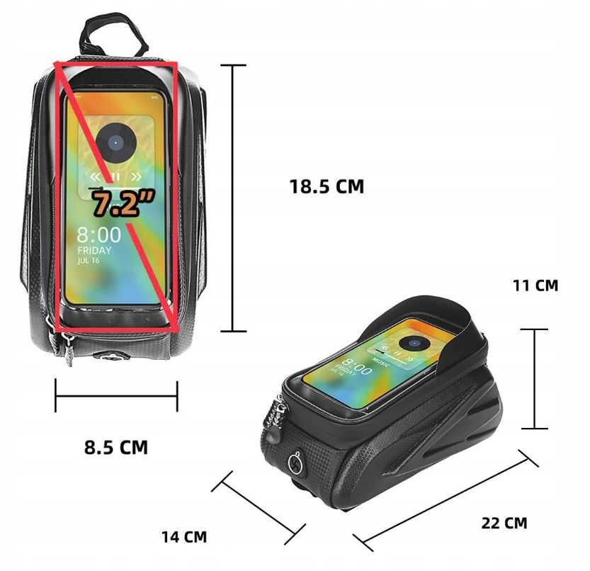 Sakwa rowerowa z miejscem na telefon – dotykowy case + torba