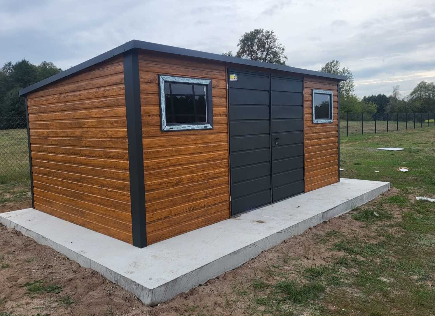 Domek Schowek Ogrodowy PREMIUM 5x3 drewnopodobny spad na tył