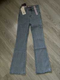 Spodnie jeansy dzwony, rozszerzane nogawki XS rozmiar 34 NOWE