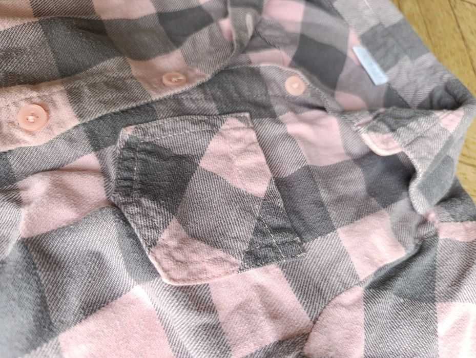 F&F Koszula flanelowa różowo-szara dziewczęca rozmiar 4-5 years