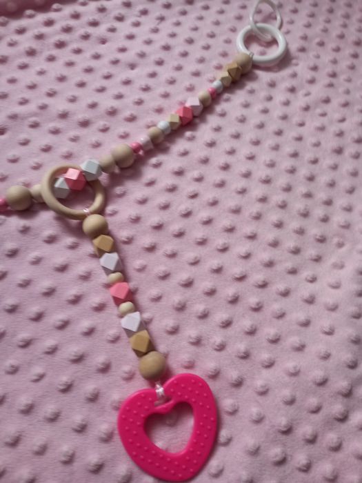 Łańcuch sensoryczny do wózka dla dziewczynki PINK Handmade