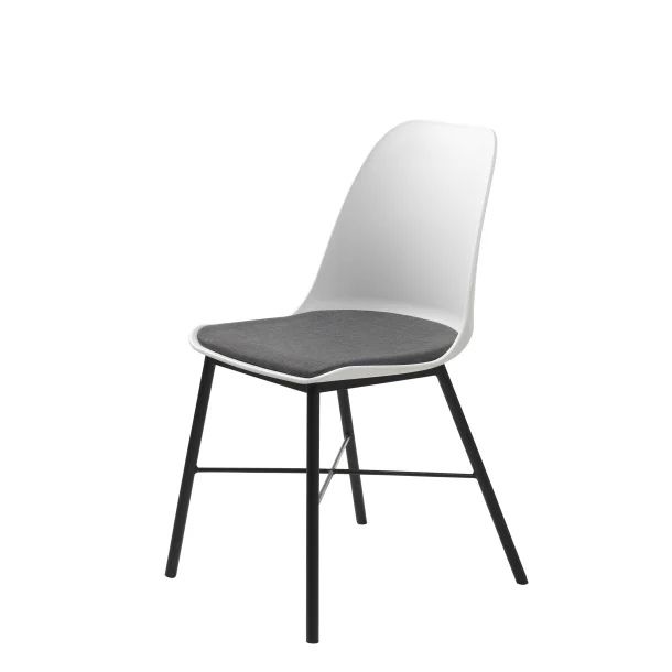 Krzesło do jadalni, biało-szare, stelaż czarny metal.