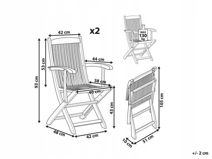 Zestaw 2 krzeseł ogrodowych drewniany MAUI D237