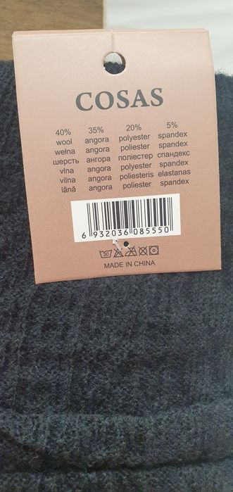 Czarny ocieplacz na nogi łydki sweterek na  buty kozaki angora wełna