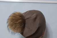 Зимняя шапка с помпоном для девочки подростка р.55-57см