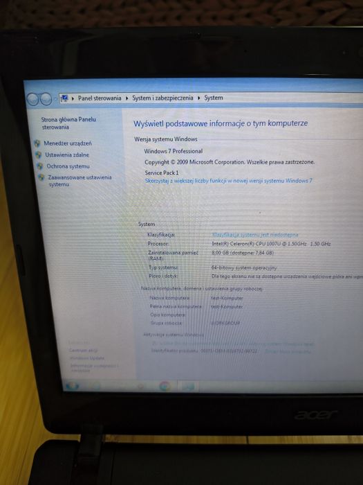 Laptop Acer V1VCC, 11,6 cala, SSD 128GB, RAM 8GB