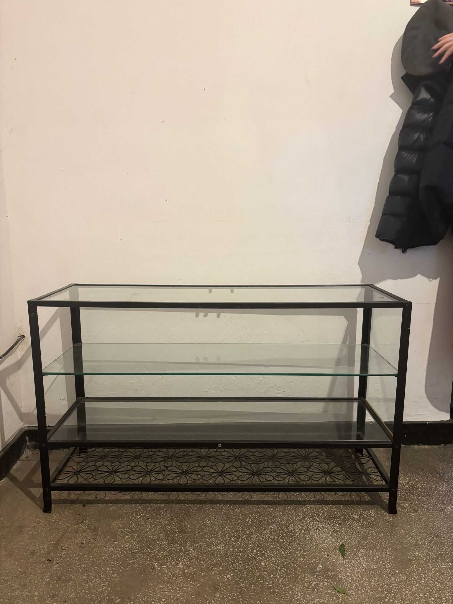 Półka szklana metalowa PRL 118x73x40 cm