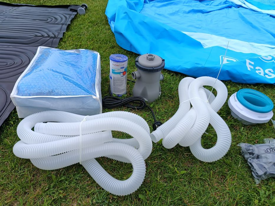 Bestway basen + pokrywa solarna + pompa + mata solarna + dozownik