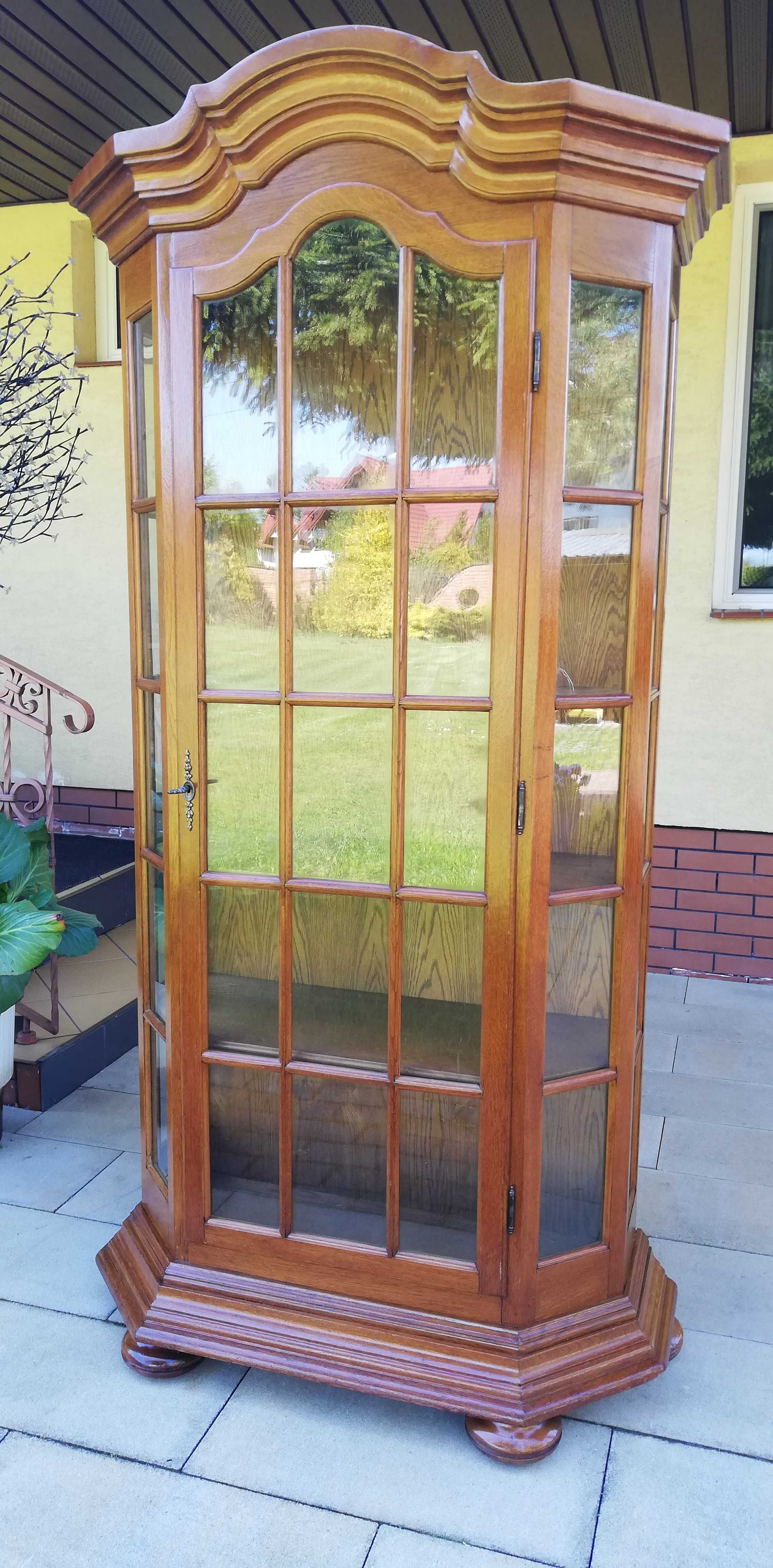 Witrynka wisząca dębowa stylowa rustykalna półka szafka witryna kreden