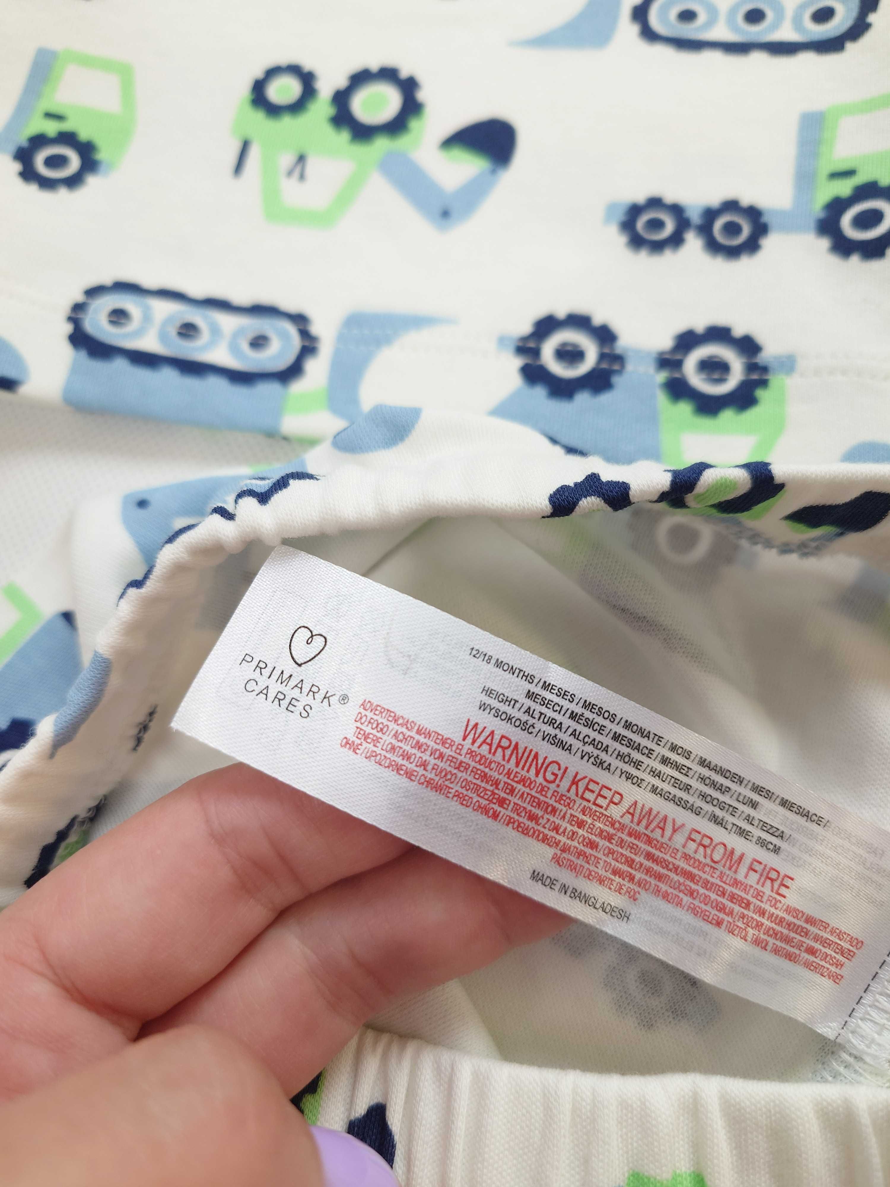 Piżama chłopięca z nadrukiem traktorów Primark 86