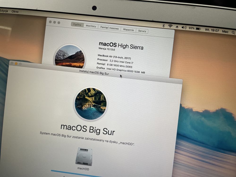 MacBook Air 13 i7 8gb 256ssd bis sur OS X
