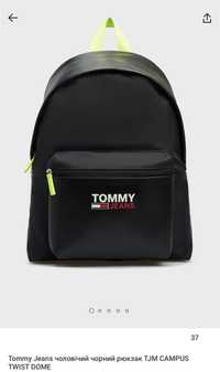 Tommy Hilfiger Jeans чорний рюкзак TJM CAMPUS TWIST DOME кожа