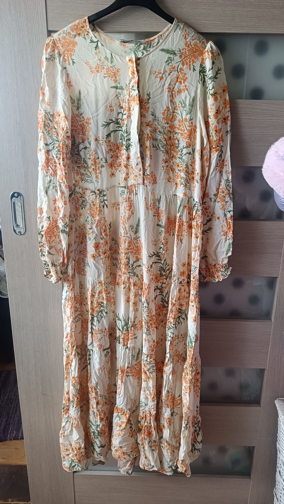 Wzorzysta sukienka Zara L 40 damska maxi