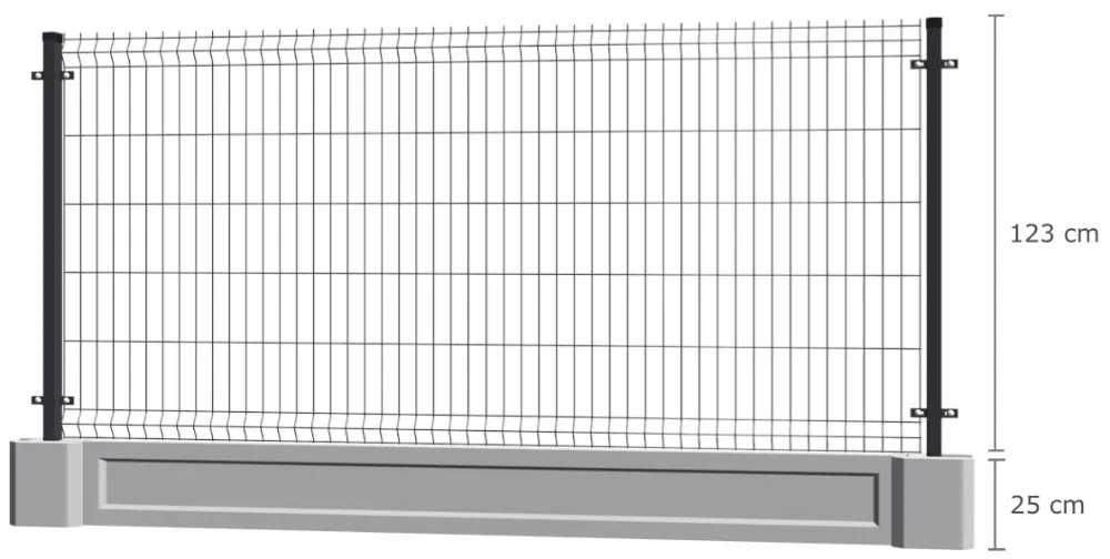 Ogrodzenie panelowe 123cm+25cm, ogrodzenie 150cm, panel 4mm