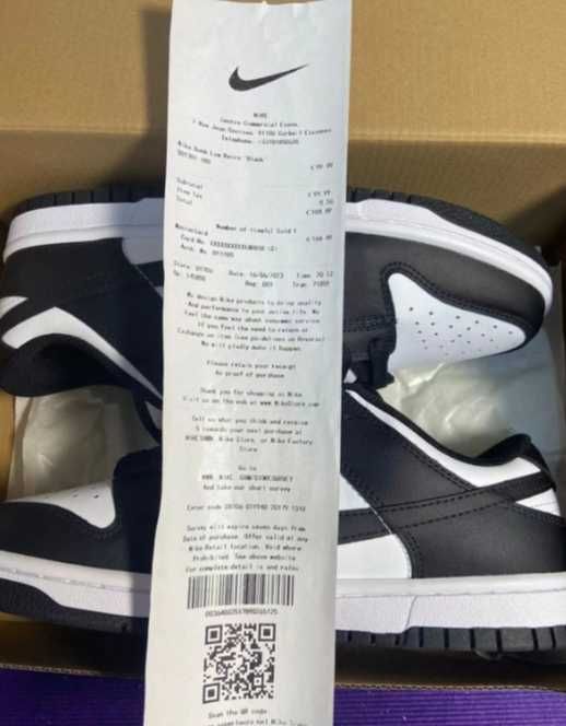 nike dunk biack low whute panda 40