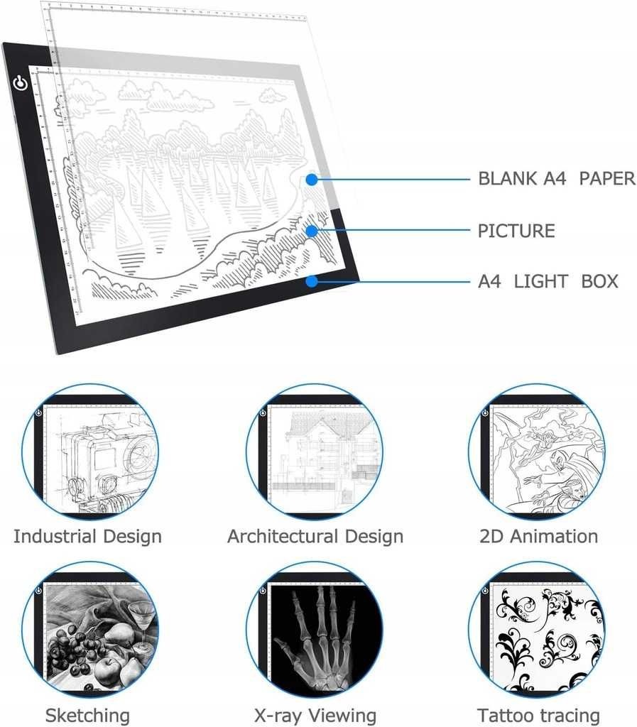Podkładka A4 Light Pad z zestawami do malowania diamentami