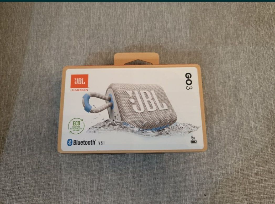 NOWY wodoodporny głośnik JBL GO 3 ECO kolor: Białoszary, zapakowany fa