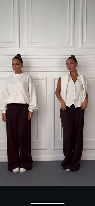 М Л новые с бирками Палаццо брюки шоколадный цвет широкие wide leg