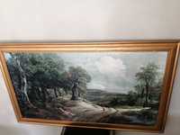 Grande quadro com pintura campestre antigo