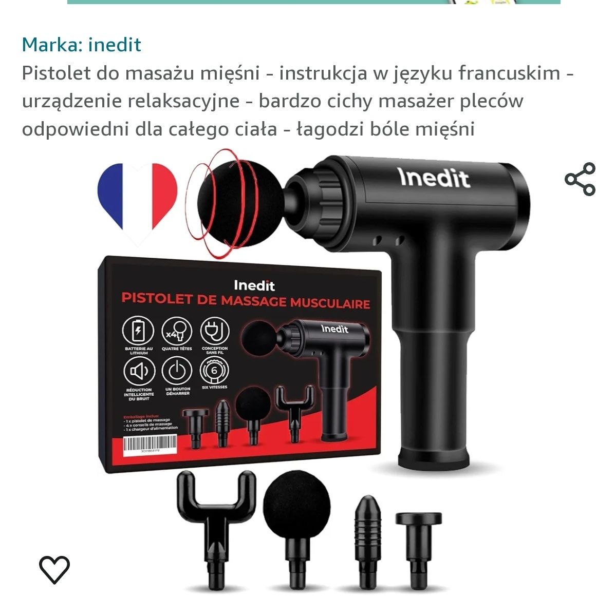 Masażer pulsacyjny do ciała inedit różne końcówki