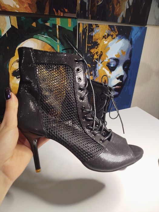 Buty szpilki do tańca high heels 38 czarne wiązane