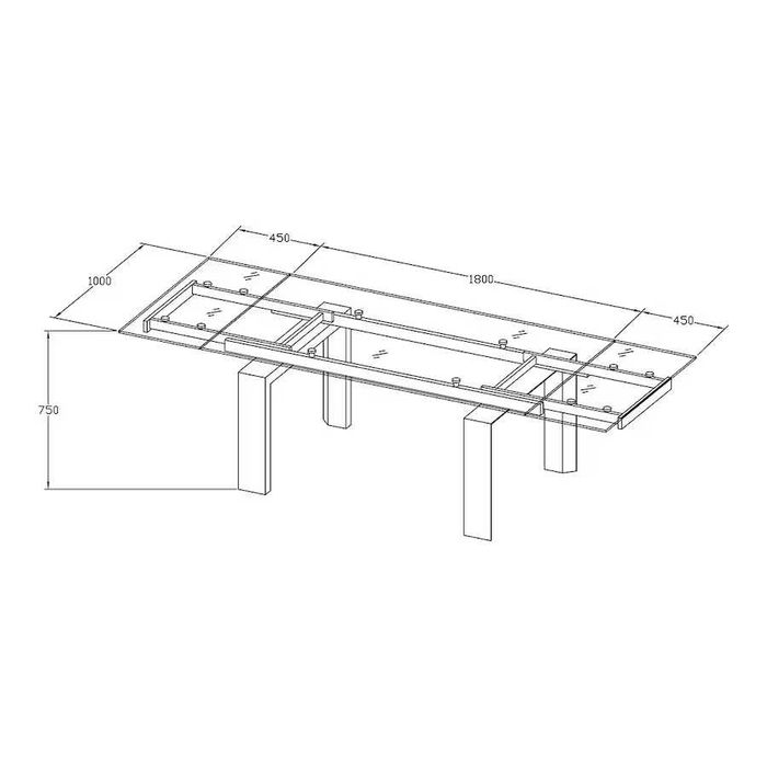 Mesa de Sala de Refeições Extensível de Nogueira e Vidro Qubic