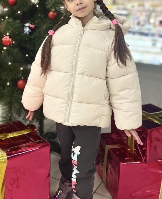 Зимова тепла куртка пуфер zara для дівчинки 6-7 116