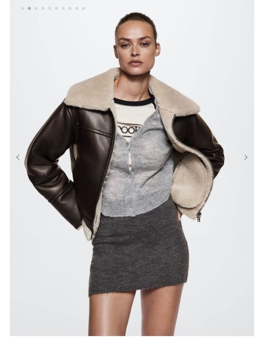 Дублянка Mango із штучного хутра та шкіри  ХХL