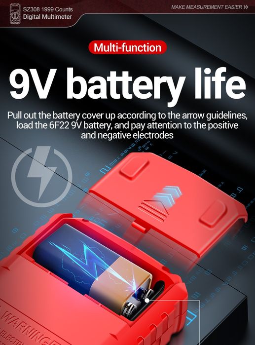 Profesjonalny miernik cyfrowy multimetr prądu napięcia tester czerwony