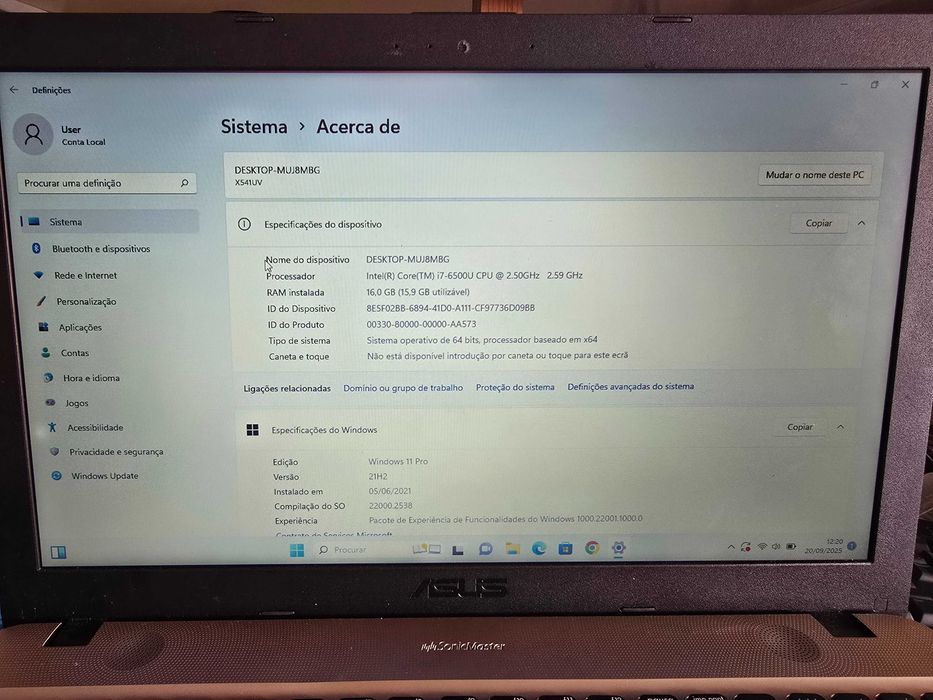 ASUS A541U-INTEL CORE I7-16GB RAM-SSD-480GB-BATERIA NOVA A 100%