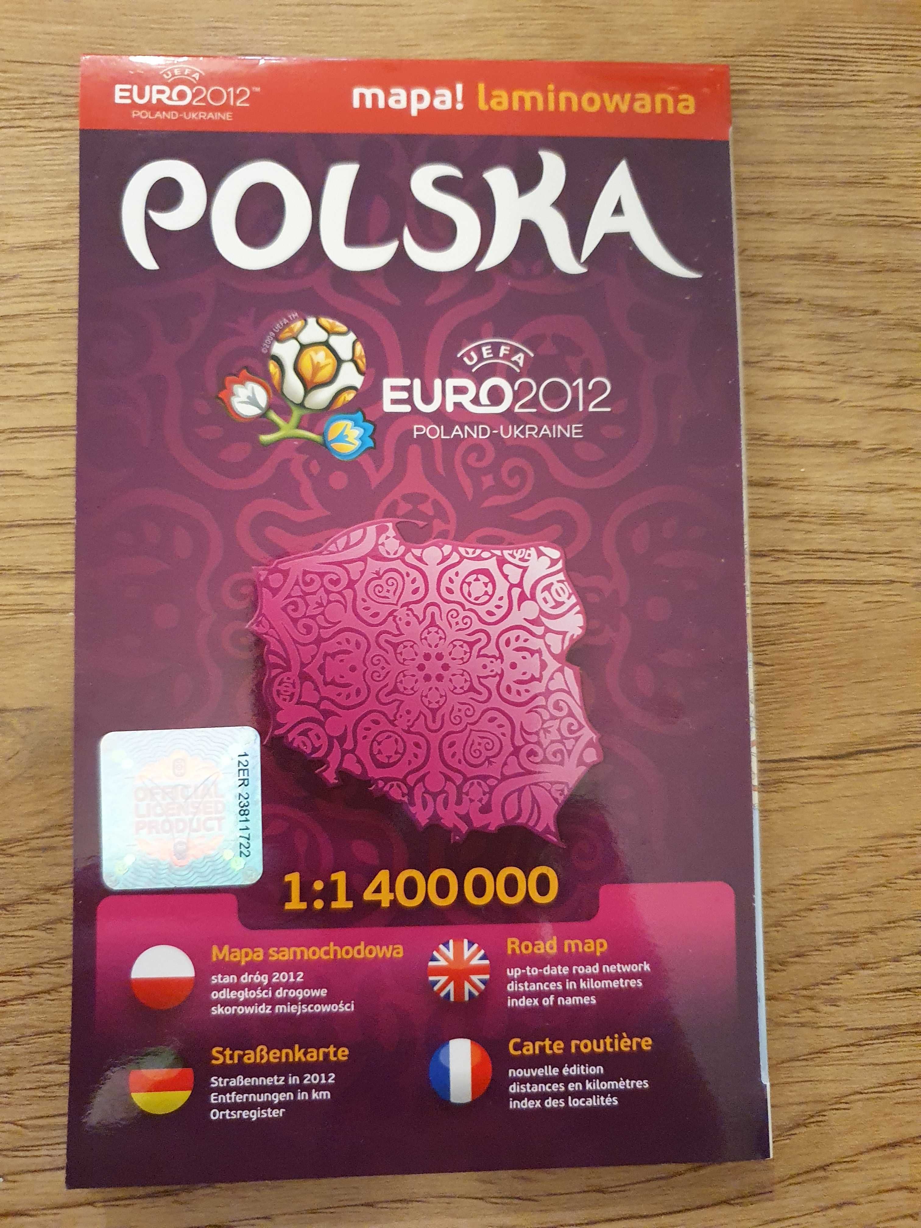 Mapa Polski euro 2012 super cena idealna pamiątka laminowana