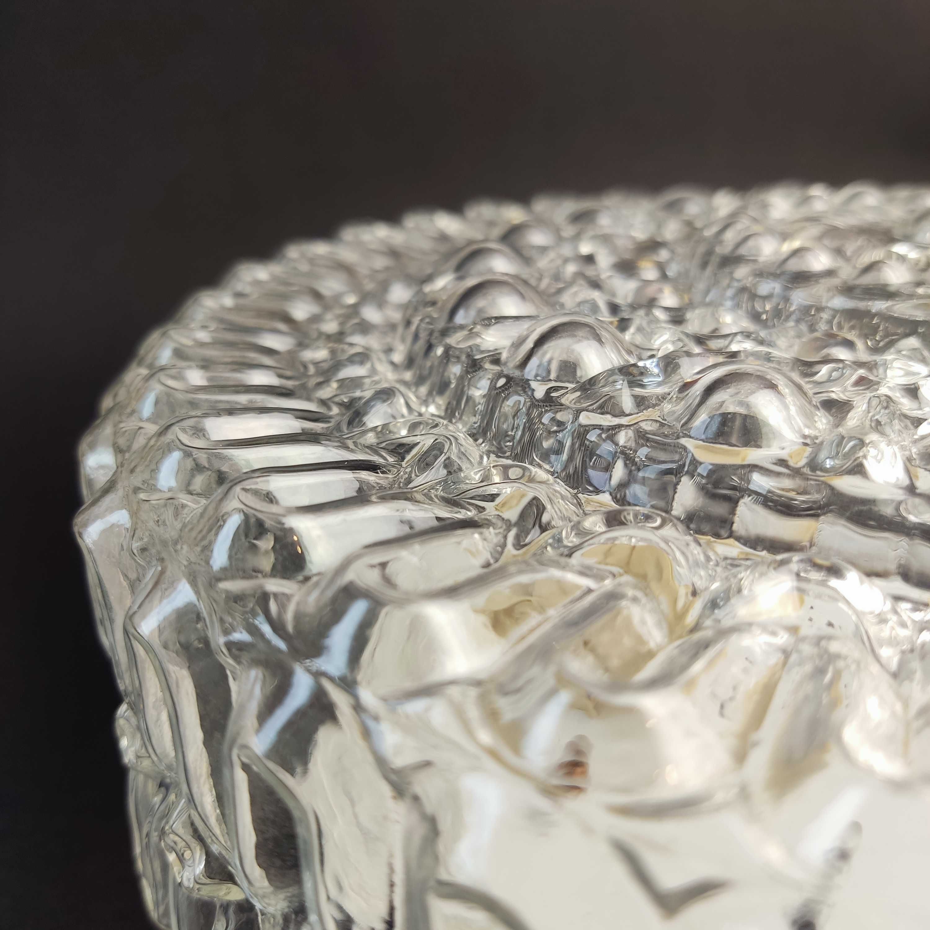 Duży plafon-kinkiet szklany okrągły , szkło "bubble glass" , stan bdb