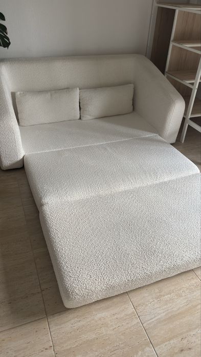 sofá-cama Dalila de 2 lugares, em tecido bouclé / creme