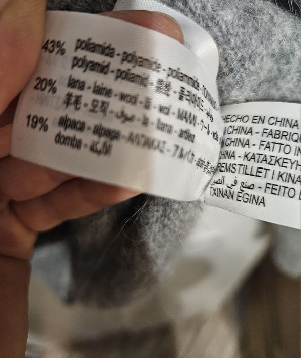 Szary sweter Zara wełna alpaka