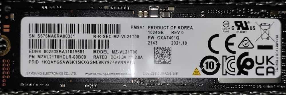 SSD Samsung PM9A1  1Tb 1024Gb (Samsung 980 pro) M2 NVMe  новый