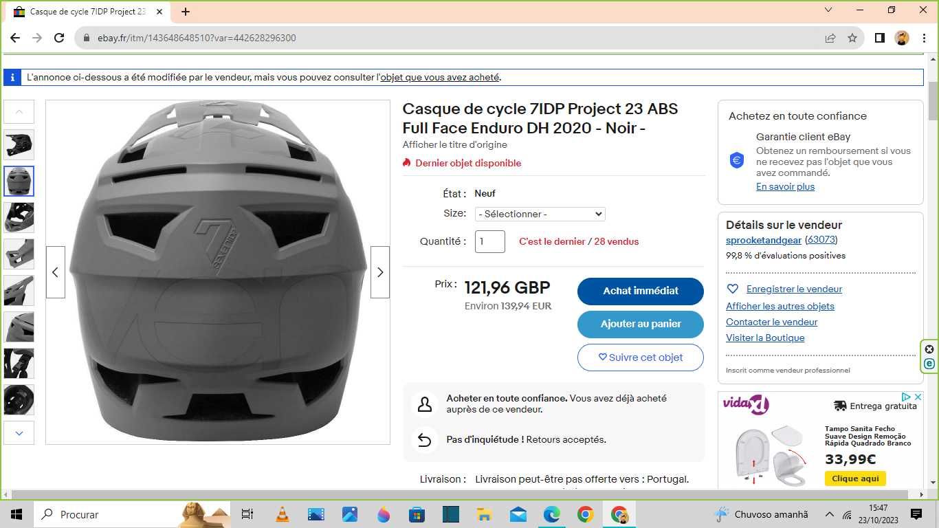 Capacete ENDURO ABS - SEVENidp Preto XL-62 cm - NOVO