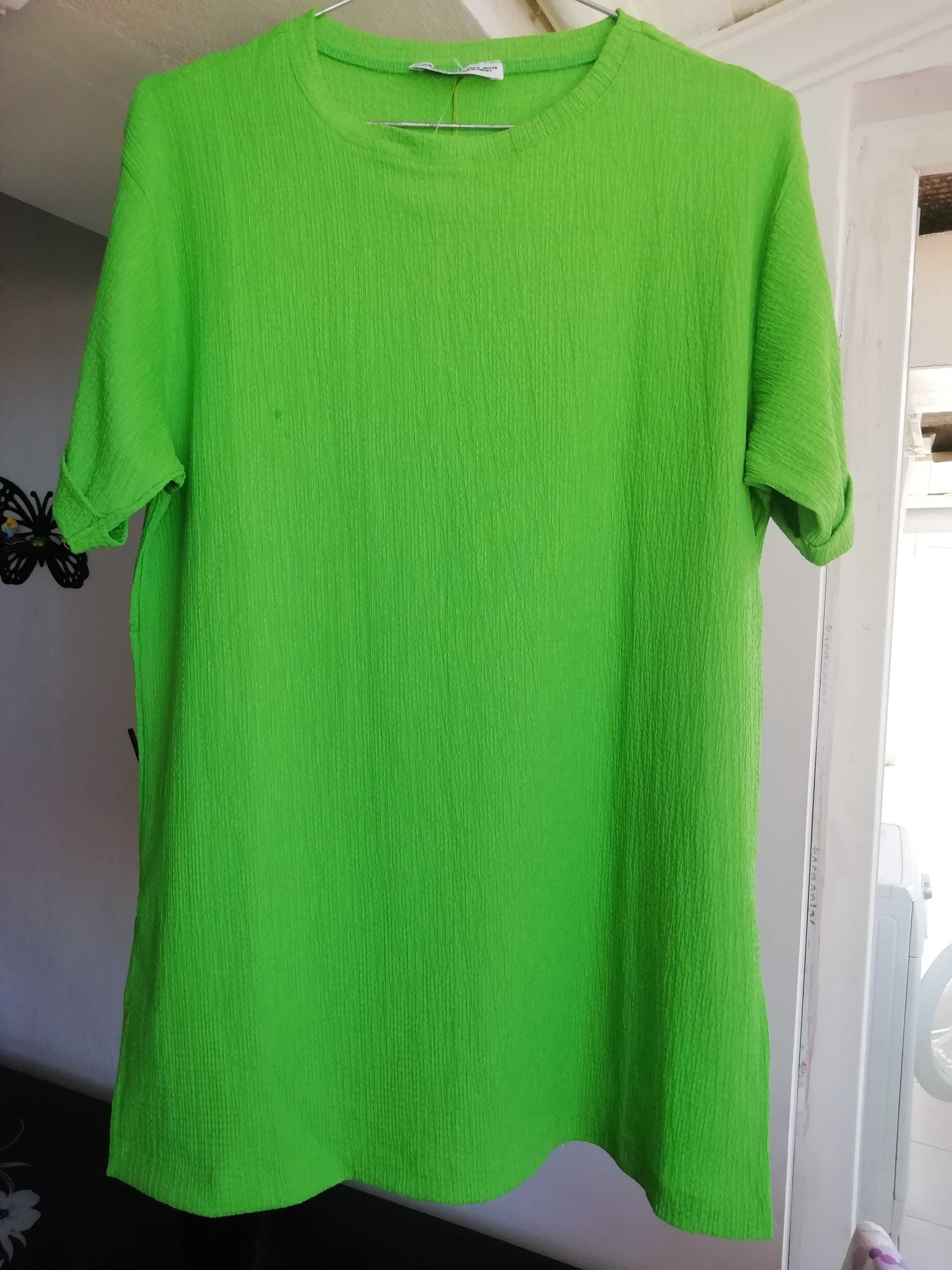 Футболка жіноча оверсайз зелена, блуза, туніка великого розміру