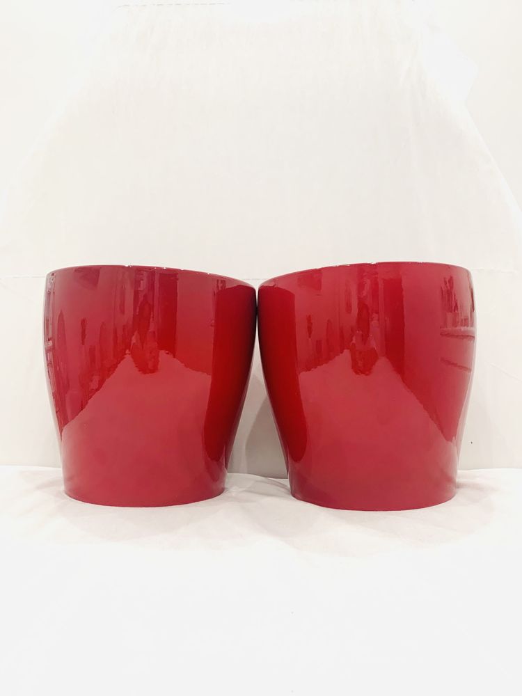 4 doniczki ceramiczne czerwone zestaw