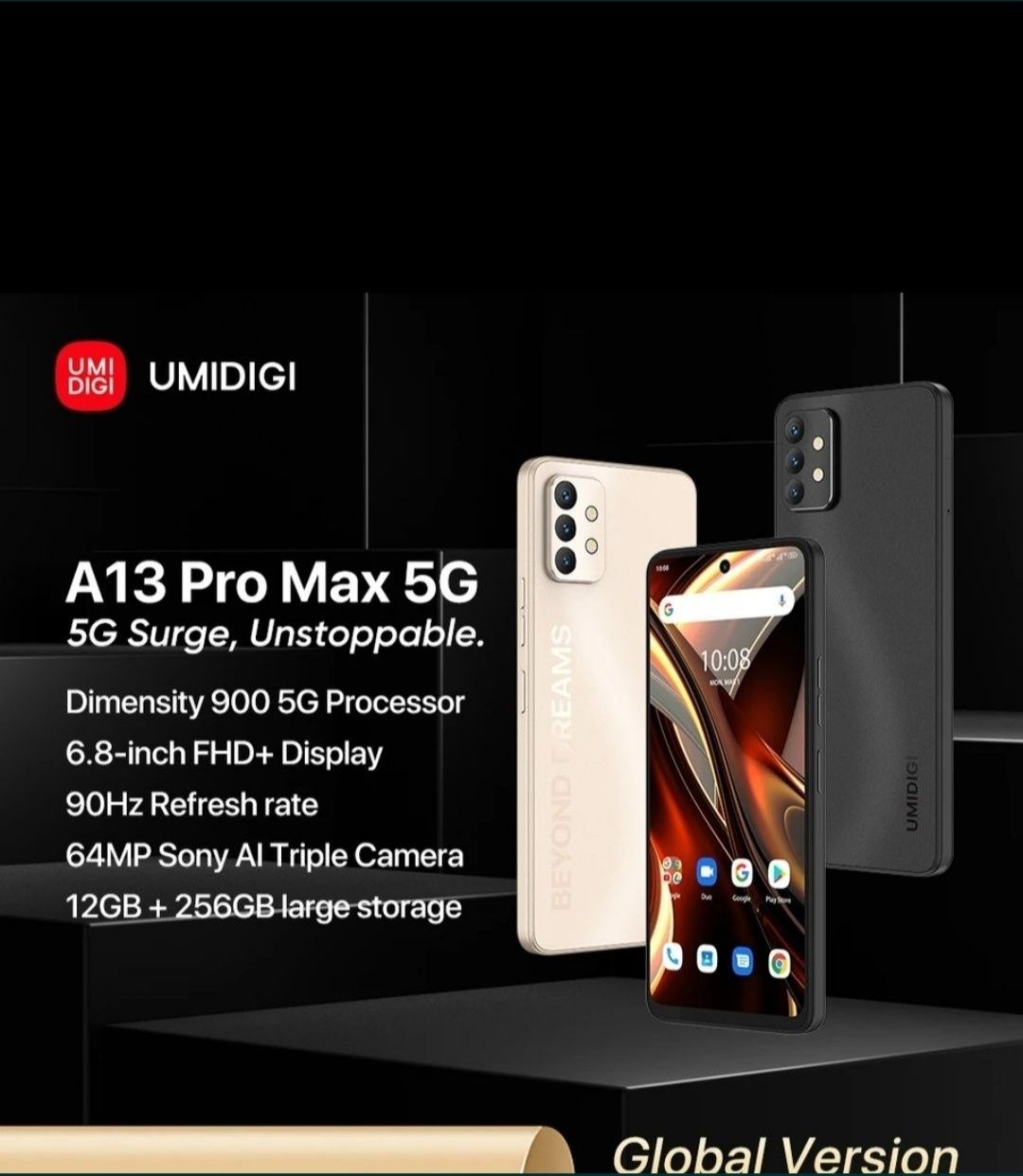 Смартфон телефон Umidigi A13 PRO MAX 5g. Память 12/256Гб 
черний Запеч