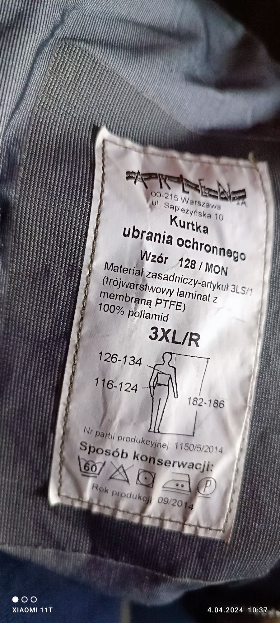 Kurtka militarna Gore-Tex XXXL