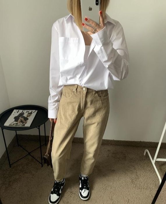 Біла оверсайз сорочка рубашка блуза блуза котон з карманом